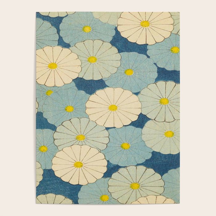 Shin-Bijutsukai - Japanese Design Blue Floral Pattern Poster