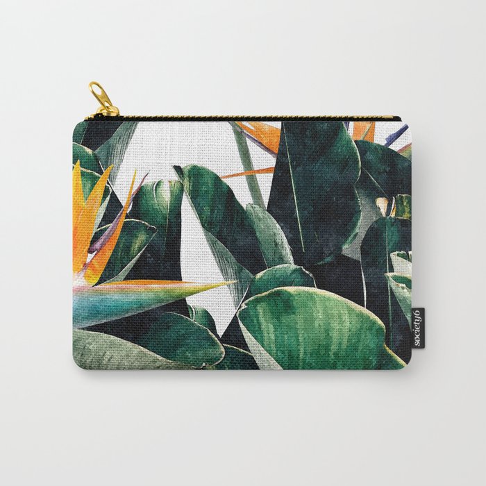 Paradise Bird, Nature Botanical Plant Floral, Tropical Garden Watercolor Painting Carry All Pouch