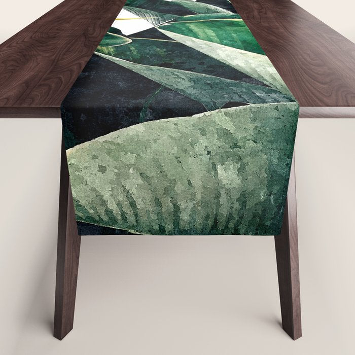 Paradise Bird, Nature Botanical Plant Floral, Tropical Garden Watercolor Painting Table Runner