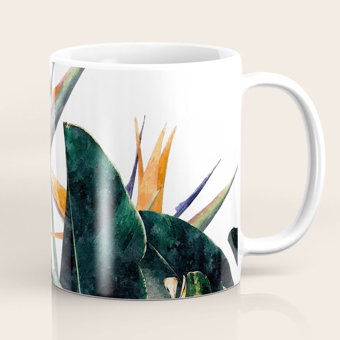 Paradise Bird, Nature Botanical Plant Floral, Tropical Garden Watercolor Painting Coffee Mug