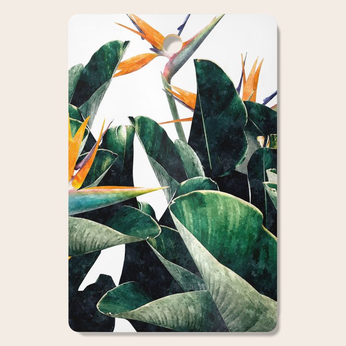 Paradise Bird, Nature Botanical Plant Floral, Tropical Garden Watercolor Painting Cutting Board