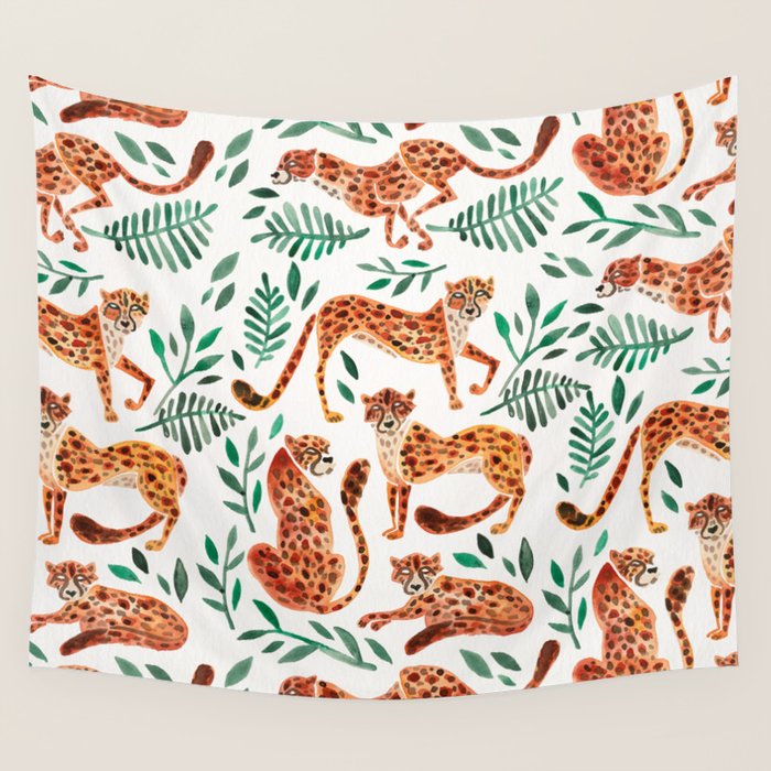 Cheetah Collection - Orange & Green Palette Wall Tapestry