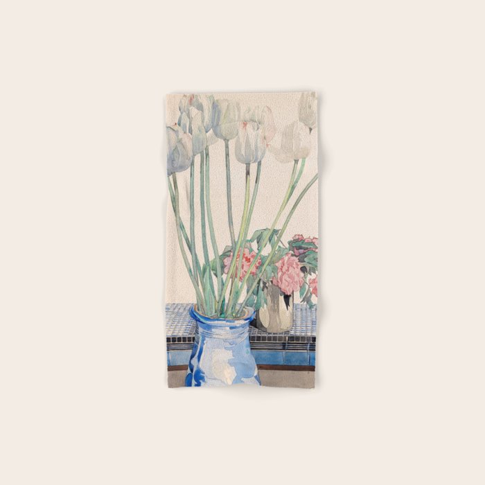 Charles Rennie Mackintosh "White Tulips" Bath Towel