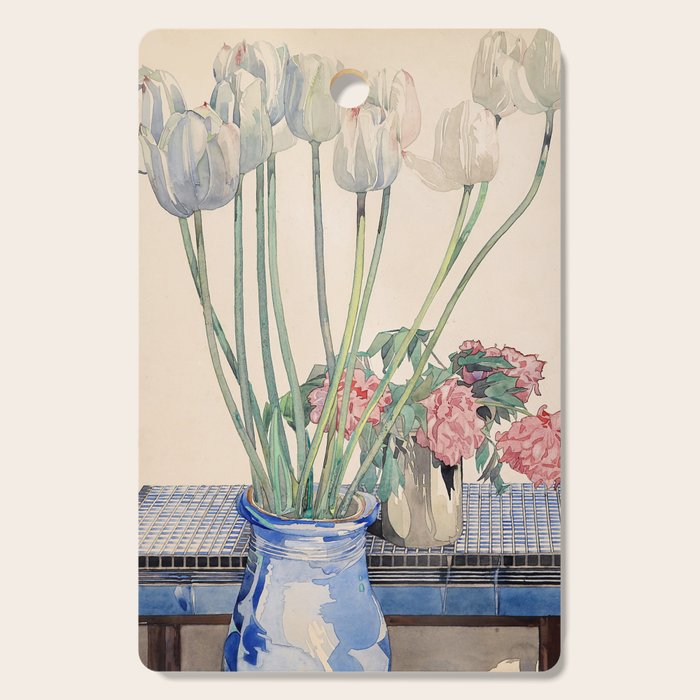Charles Rennie Mackintosh "White Tulips" Cutting Board