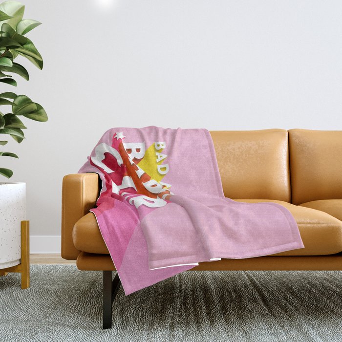Bad Ass Babes Club In Pink Throw Blanket