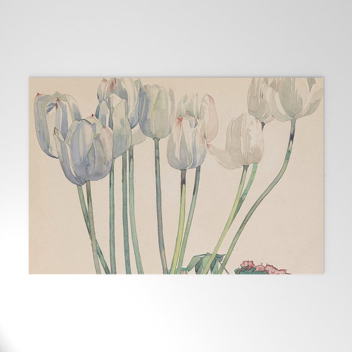 Charles Rennie Mackintosh "White Tulips" Welcome Mat