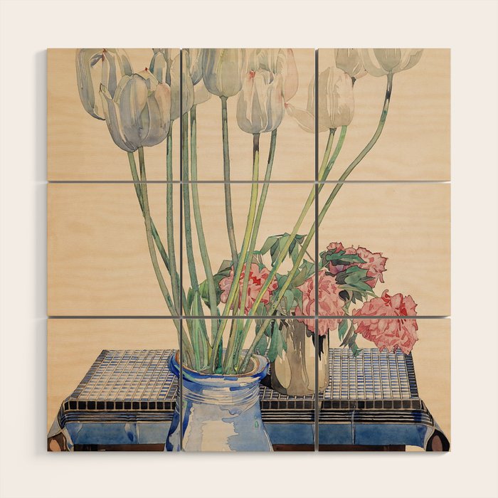 Charles Rennie Mackintosh "White Tulips" Wood Wall Art