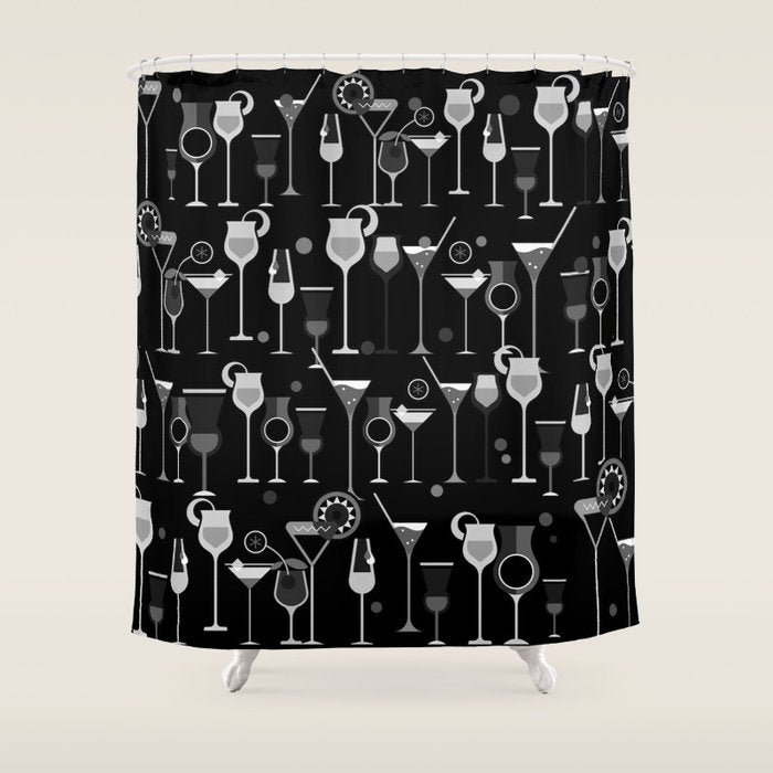 Retro Vintage Cocktail Pattern 3 Shower Curtain