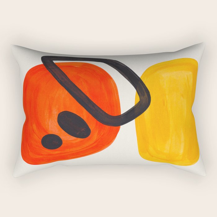 Colorful Mid Century Modern Abstract Fun Shapes Patterns Space Age Orange Yellow Orbit Bubbles Rectangular Pillow