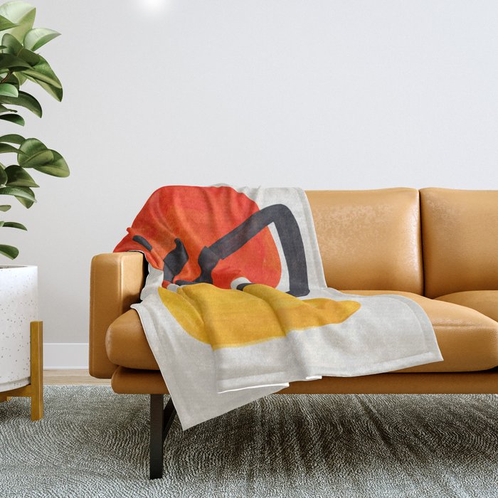 Colorful Mid Century Modern Abstract Fun Shapes Patterns Space Age Orange Yellow Orbit Bubbles Throw Blanket