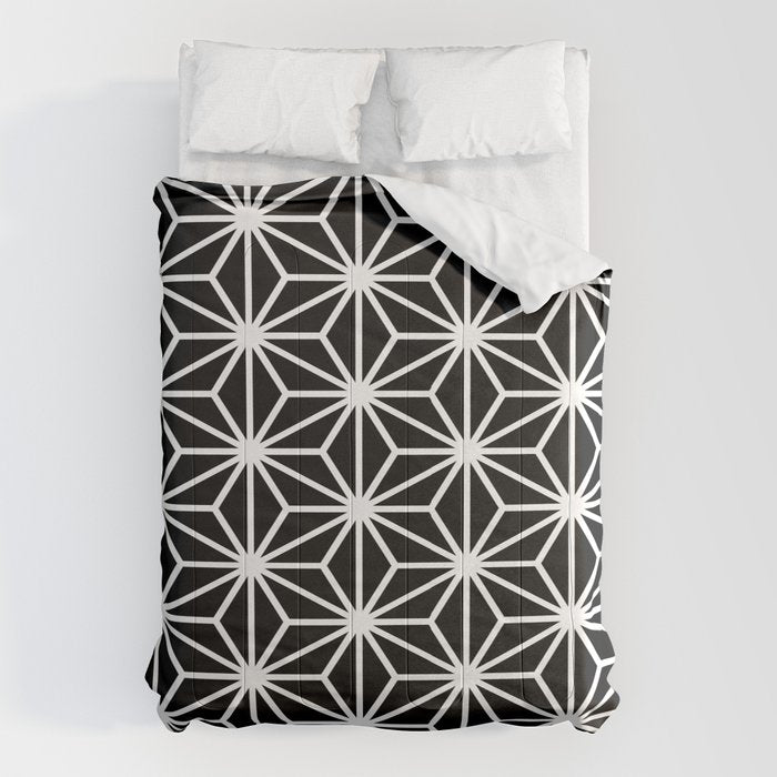 Geometric Abstract Modern Black White Stripes Comforter