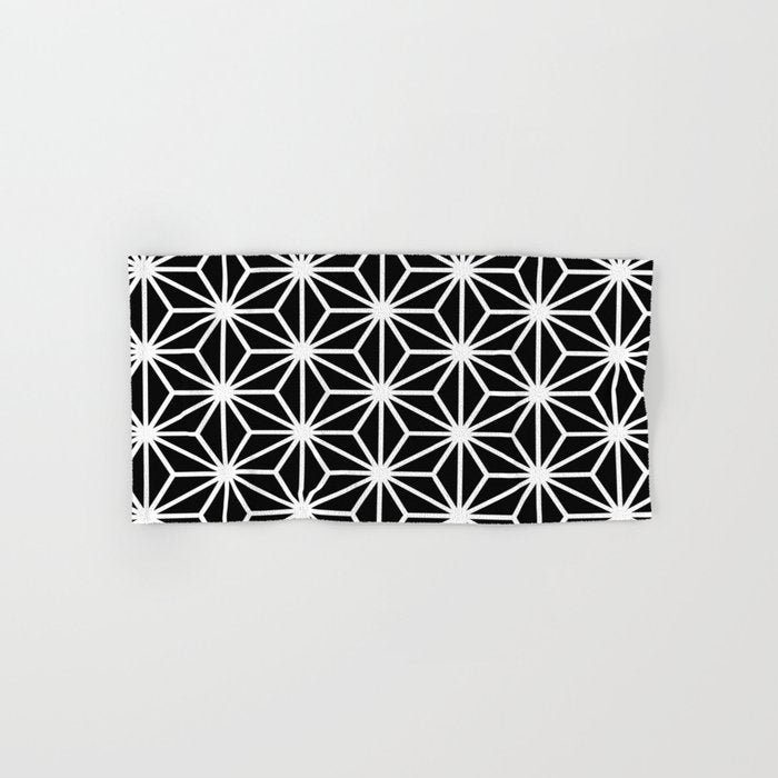 Geometric Abstract Modern Black White Stripes Bath Towel