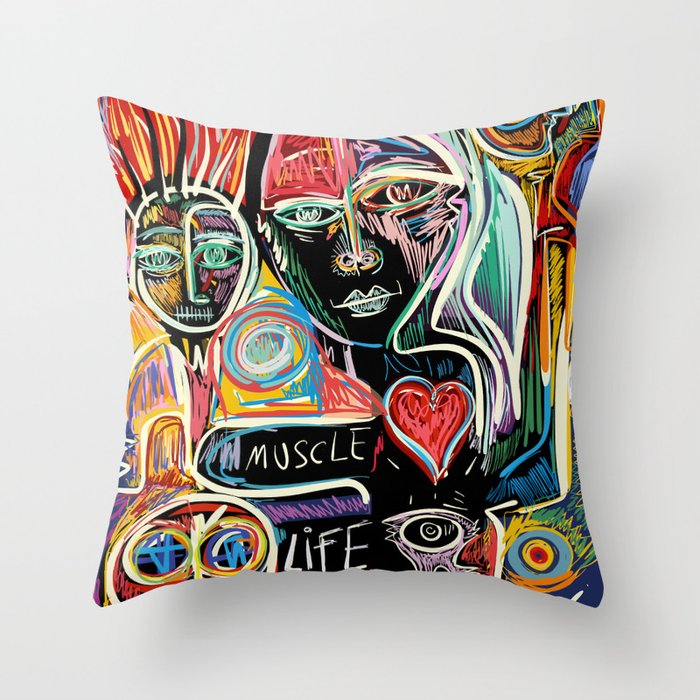 Muscle Is Life Street Art Graffiti Love Throw Pillow