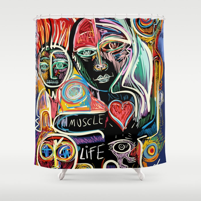 Muscle Is Life Street Art Graffiti Love Shower Curtain