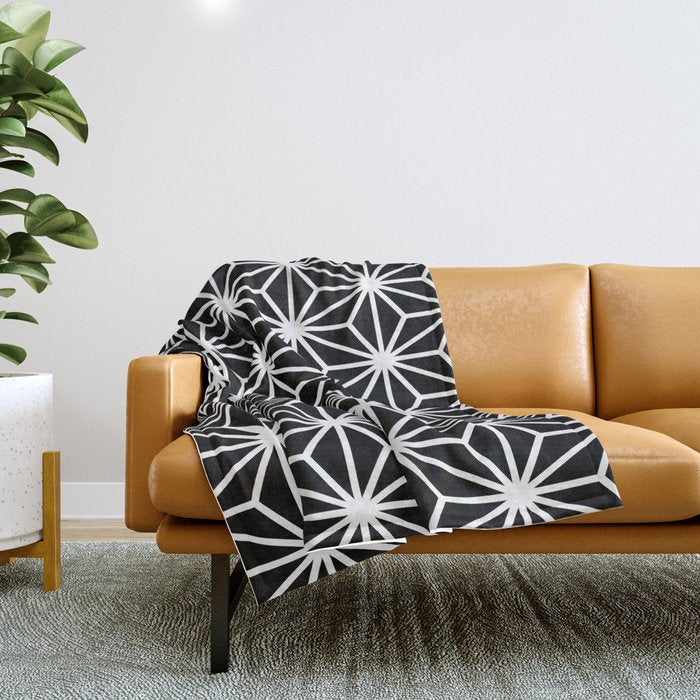 Geometric Abstract Modern Black White Stripes Throw Blanket