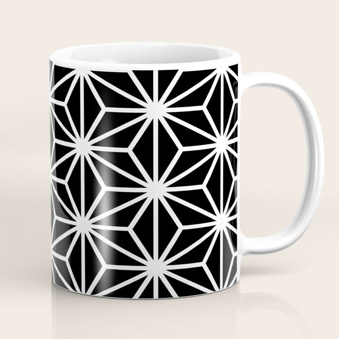 Geometric Abstract Modern Black White Stripes Coffee Mug