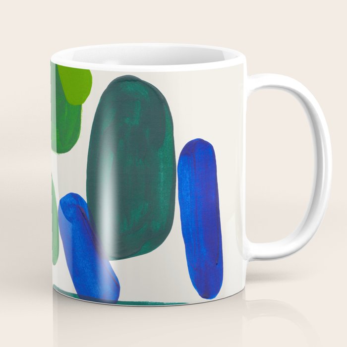 Minimalist Modern Mid Century Colorful Abstract Shapes Phthalo Blue Lime Green Gradient Overlapping Coffee Mug