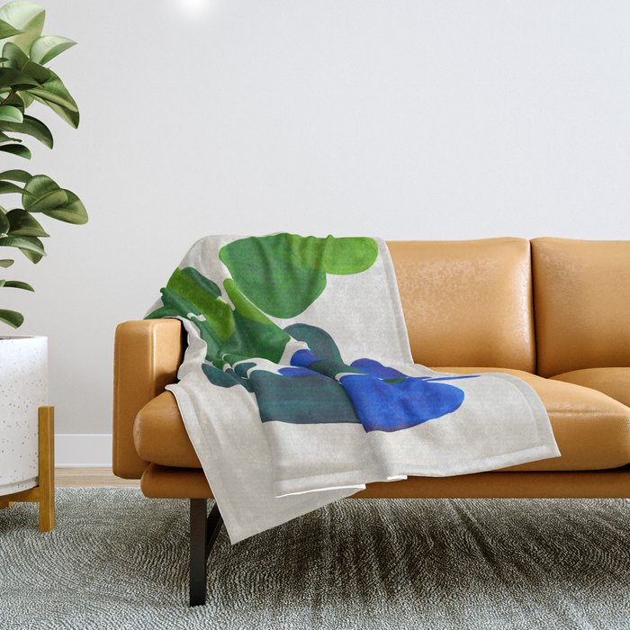 Minimalist Modern Mid Century Colorful Abstract Shapes Phthalo Blue Lime Green Gradient Overlapping Throw Blanket