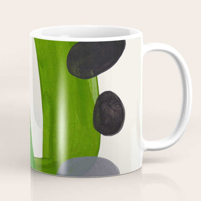 Minimalist Modern Mid Century Colorful Abstract Shapes Olive Green Retro Funky Shapes 60'S Vintage Coffee Mug