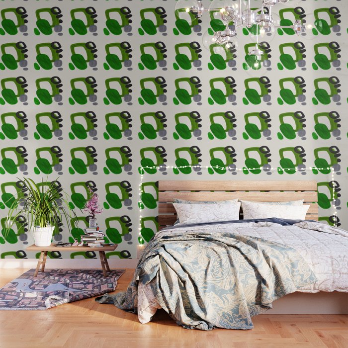 Minimalist Modern Mid Century Colorful Abstract Shapes Olive Green Retro Funky Shapes 60'S Vintage Wallpaper