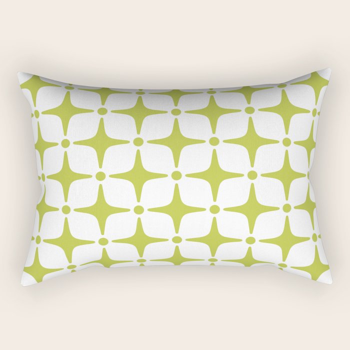 Mid Century Modern Star Pattern Chartreuse Green Rectangular Pillow