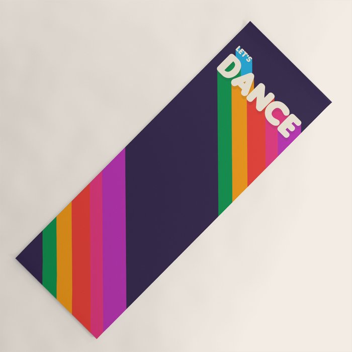 Rainbow Dance Typography- Let'S Dance Yoga Mat