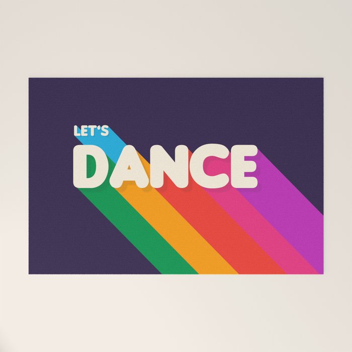 Rainbow Dance Typography- Let'S Dance Welcome Mat