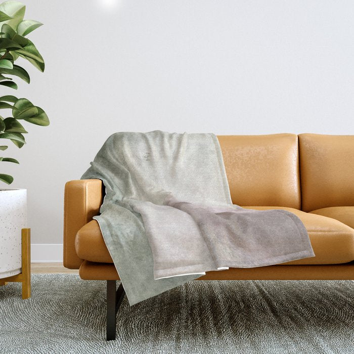 Abstract Blush Pink Green White Watercolor Brushstrokes Throw Blanket