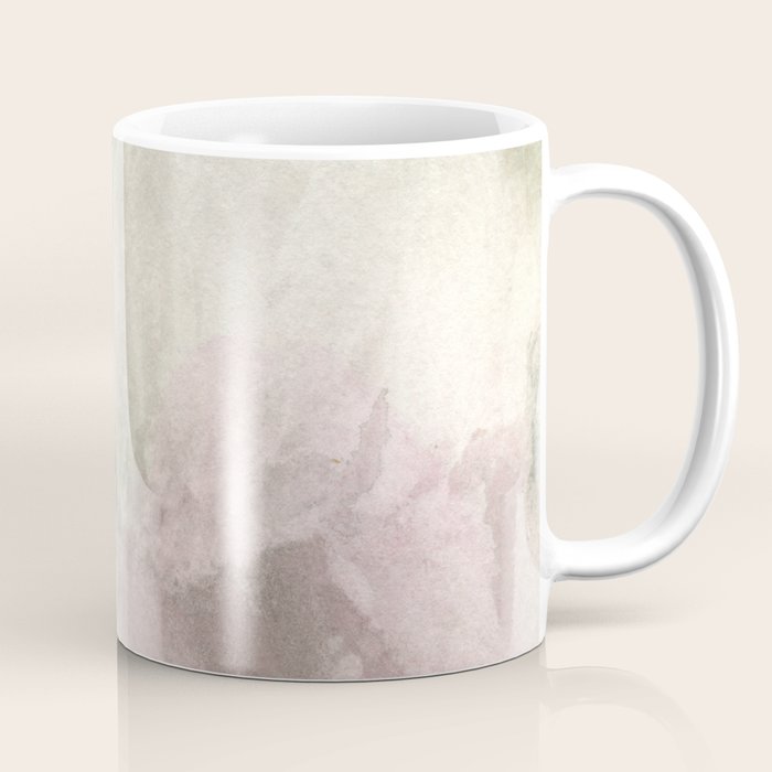 Abstract Blush Pink Green White Watercolor Brushstrokes Coffee Mug