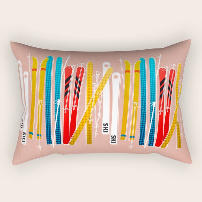 Colorful Ski Illustration And Pattern No 2 Rectangular Pillow