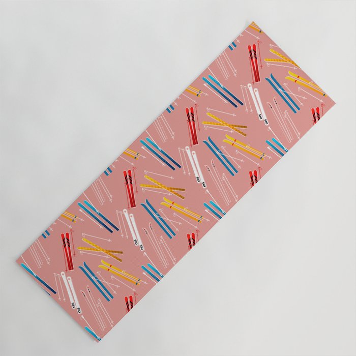 Colorful Ski Illustration And Pattern No 2 Yoga Mat