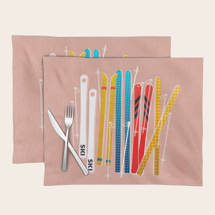 Colorful Ski Illustration And Pattern No 2 Placemat