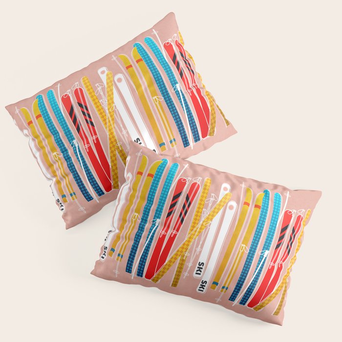 Colorful Ski Illustration And Pattern No 2 Pillow Sham