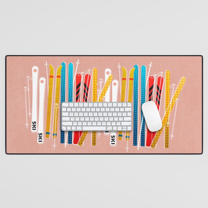 Colorful Ski Illustration And Pattern No 2 Desk Mat