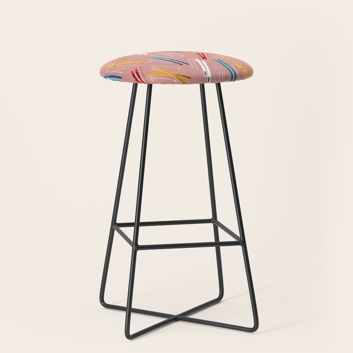 Colorful Ski Illustration And Pattern No 2 Stool