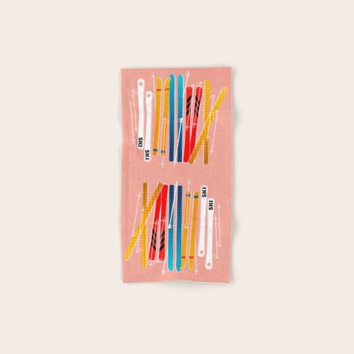 Colorful Ski Illustration And Pattern No 2 Bath Towel