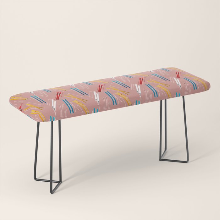 Colorful Ski Illustration And Pattern No 2 Bench