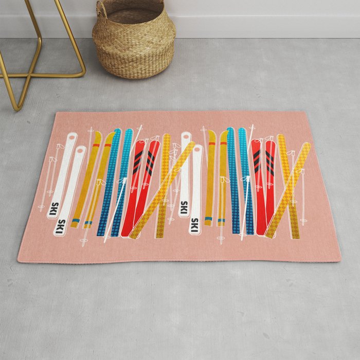 Colorful Ski Illustration And Pattern No 2 Rug