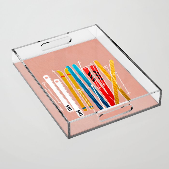 Colorful Ski Illustration And Pattern No 2 Acrylic Tray