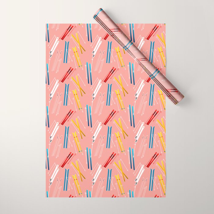 Colorful Ski Illustration And Pattern No 2 Wrapping Paper
