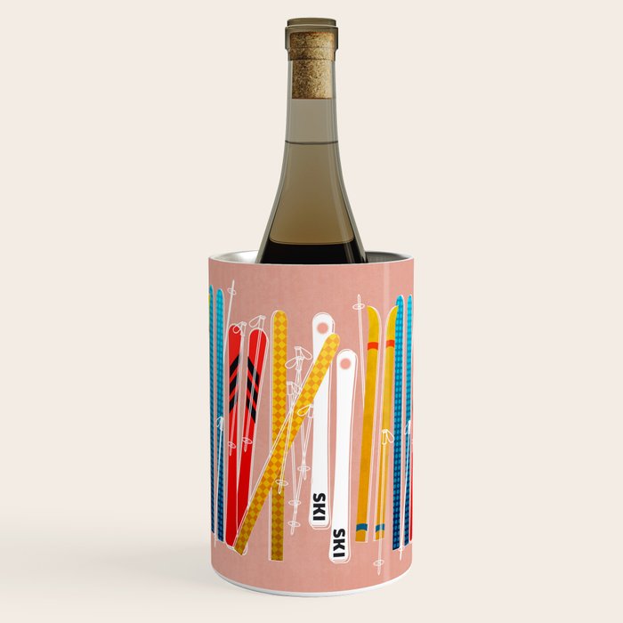 Colorful Ski Illustration And Pattern No 2 Wine Chiller
