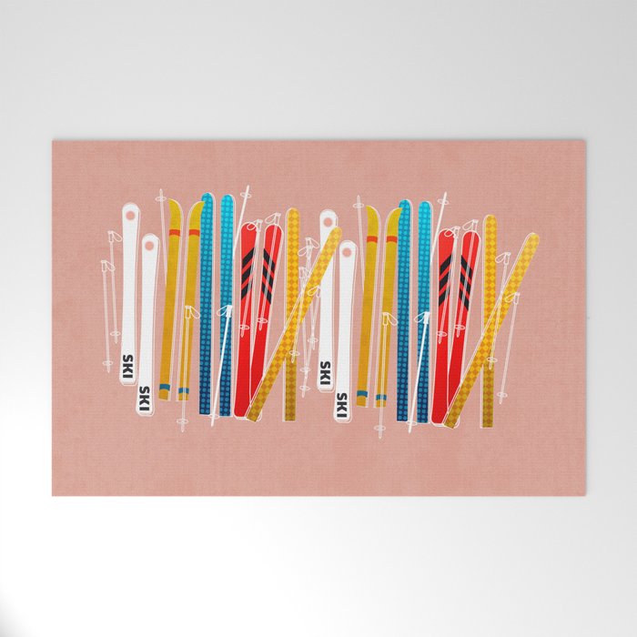 Colorful Ski Illustration And Pattern No 2 Welcome Mat