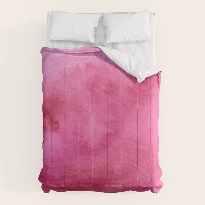 Blush Pink Magenta Watercolor Paint Gradient Comforter