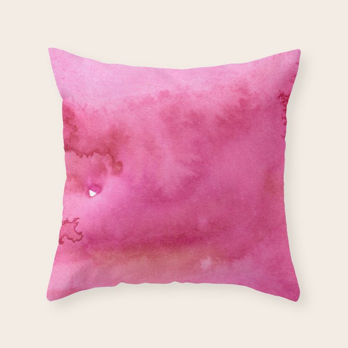 Blush Pink Magenta Watercolor Paint Gradient Throw Pillow
