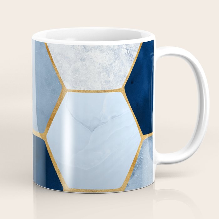 Deco Blue Marble Tile Pattern Coffee Mug