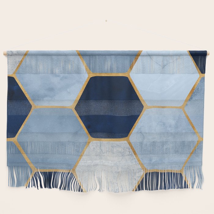 Deco Blue Marble Tile Pattern Wall Hanging