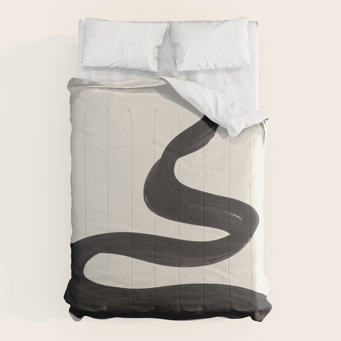 Minimalist Abstract Art Smoke Genie In The Lamp Mythical Magical Ink Art Black & White Comforter