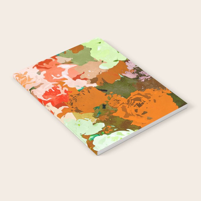Velvet Floral, Summer Eclectic Botanical Blossom Blush Painting, Nature Colorful Garden Illustration Notebook