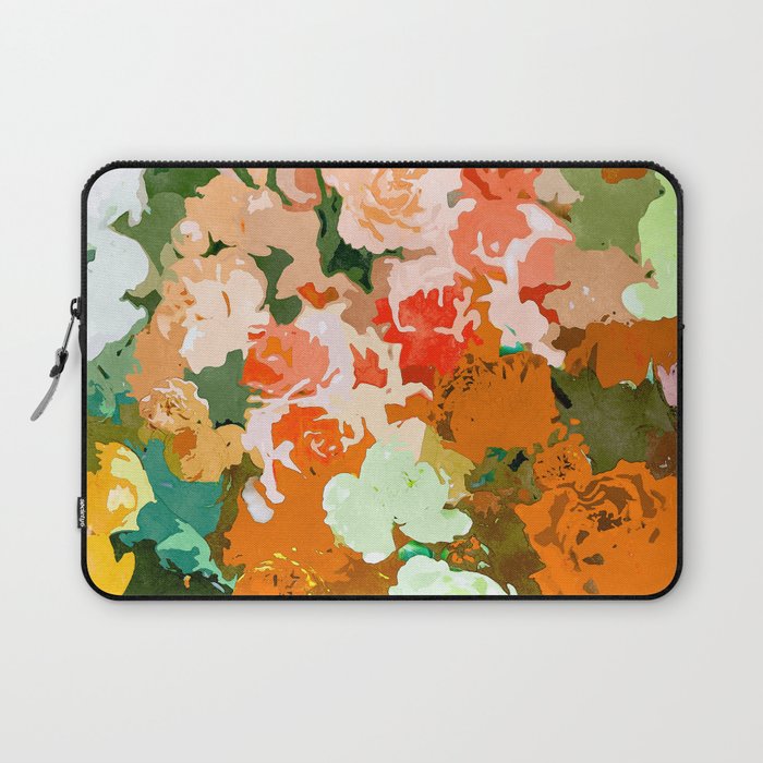 Velvet Floral, Summer Eclectic Botanical Blossom Blush Painting, Nature Colorful Garden Illustration Laptop Sleeve