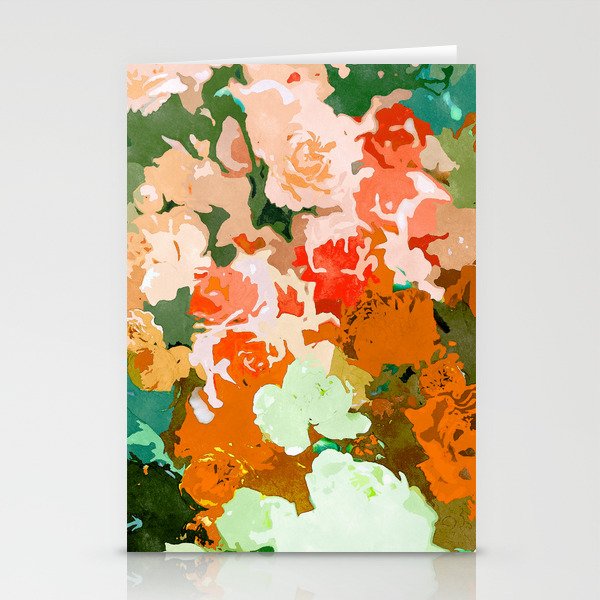 Velvet Floral, Summer Eclectic Botanical Blossom Blush Painting, Nature Colorful Garden Illustration Stationery Card